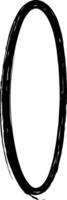 Black grunge oval frame is drawn by hand, creating a vintage and textured border, perfect for adding a unique touch to designs and projects vector
