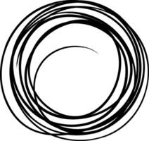 Multiple imperfect, hand drawn concentric circles slightly offset, creating a mesmerizing spiral effect against a clean white background, enhancing the sense of motion and energy vector