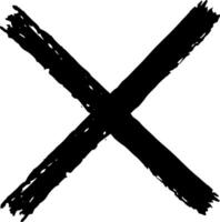 Large, hand drawn grunge x sign crossing out something significant, created with bold black paint on a clean white background, conveying a strong message of disapproval or negation vector