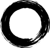 Thick black brush strokes forming a circular frame against a clean white background, creating an artistic and grunge inspired style that enhances visual appeal vector