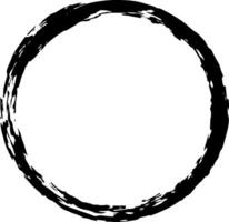 Thick black grunge circle is drawn with a brush and creates a frame on a white background, perfect for adding a raw, artistic feel to designs vector