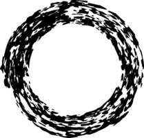 Thick black circle featuring a hand drawn, scribbled grunge texture forms a striking frame with ample copy space, isolated against a clean white background vector
