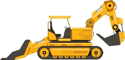 Powerful excavator extending its arm and bucket, ready for excavation work, demonstrating strength and capability for various construction tasks and earthmoving operations vector