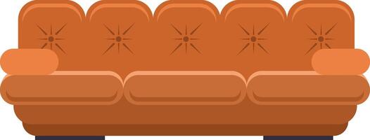 Comfortable orange sofa with cushions evokes feelings of relaxation and adds a touch of style to home decor, perfect for lounging and creating a cozy atmosphere in living spaces vector