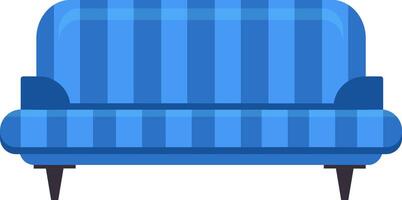 Comfortable blue striped sofa with rounded edges and black legs, offering a stylish seating solution for modern living rooms or lounge areas, creating a cozy and inviting atmosphere vector