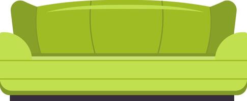 Green sofa with rounded edges and soft cushions, providing a comfortable seating option for living rooms or lounge areas, adding a touch of elegance and relaxation to interior design vector