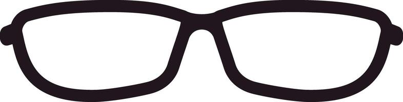 Simple black silhouette of eyeglasses icon, isolated on a white background, symbolizing vision correction, showcasing style, and embodying intellectualism in a minimalistic design vector