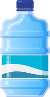 Refreshing coolness in every drop, this large plastic water bottle features a secure blue screw cap and an eye catching label with a wave design, promoting hydration and a healthy lifestyle vector