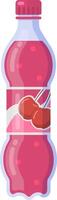 Refreshing cherry soda beverage in a plastic bottle with a red cap, featuring two cherries on the label, perfect for a thirst quenching experience vector