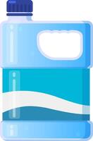 Large plastic detergent bottle with blank label and blue cap, featuring a handle for easy pouring, isolated on white background, perfect for showcasing your product design vector