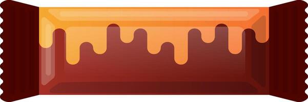 Flowing caramel topping creating a sweet and tempting visual on a chocolate bar, perfect for showcasing confectionery products or promoting sweet treats vector
