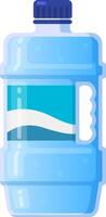 Refreshing and hydrating, a large plastic bottle holds sparkling water, featuring a vibrant blue label with a stylized wave design and a convenient handle grip for easy carrying vector