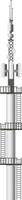 Telecommunication tower reaching high with multiple antennas and platforms for maintenance, symbolizing connectivity and network infrastructure vector