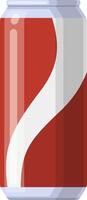 Aluminum can featuring a vibrant red and white wave design, embodying a refreshing carbonated soft drink, ideal for satisfying thirst during hot summer days vector