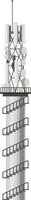 Telecommunication tower infrastructure showcasing antennas and dishes. Featuring a spiral staircase for maintenance and operations. Highlights the blend of technology and design in urban environments vector