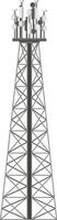 Telecommunication tower with various antennas transmitting signals, ensuring network coverage and connectivity in a modern communication infrastructure vector