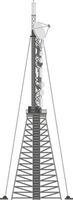 Telecommunication tower with satellite dish and several antennas is connecting people and providing global communication ensuring internet and television broadcasting vector