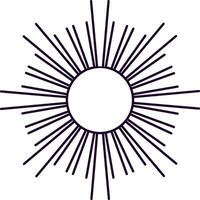 Minimalist illustration featuring a stylized sun radiating vibrant rays of light, perfect for projects focused on nature, energy, and the warmth of summer vector