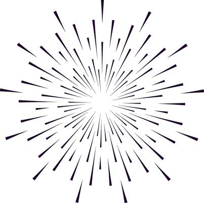 Concentrated burst of speed lines spreading out from the center forming a starburst or sunburst effect on a white background, ideal for conveying concepts of speed, energy, explosion or celebration