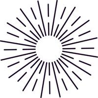 Sunburst design with radiating lines emanating from a central circle, creating a dynamic and energetic visual effect, suitable for various design applications vector