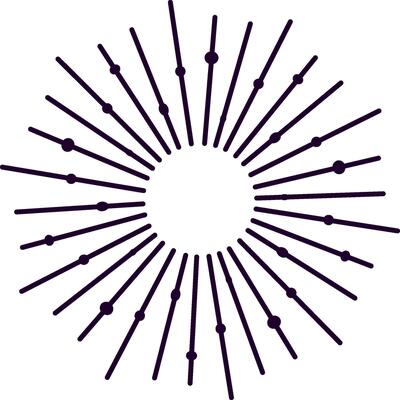 Circular sunburst design radiating dotted lines from the center creates a nostalgic, vintage vibe, ideal for enhancing retro themed projects with its classic and elegant style