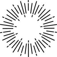 Sunburst design element radiating outwards with black thin lines, creating a dynamic and eye catching visual effect on white background, perfect for graphic design projects vector