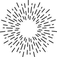 Sunburst design element radiating outwards from the center with short lines, creating a dynamic and energetic visual effect, ideal for graphic design projects vector