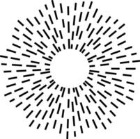 Black short lines arranged in a circle, creating a hypnotic optical illusion resembling a stylized sun or flower, radiating outwards on a white background vector