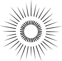 Black thin lines are radiating from a central dashed circle creating a sunburst effect on white background, suitable for graphic design projects vector