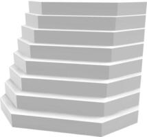 White stairs ascending towards success, embodying growth, achievement, and progress on a pristine white background, representing a journey towards reaching goals and aspirations vector