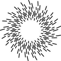 Black thin lines are radiating from the center forming a circular hypnotic and dynamic pattern on white background, ideal for backgrounds and decorative graphic designs vector