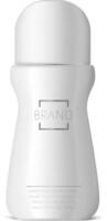 Realistic roll on deodorant, mockup of white blank plastic bottle packaging with sample text and brand logo standing on white background is ready for your design presentation vector
