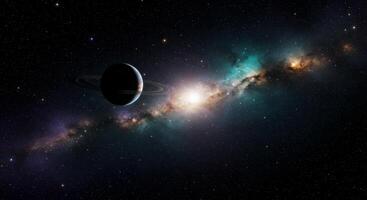 Epic Cosmic Background Featuring Rings and Galaxy photo