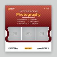 Digital photography services social media post template and web banner design vector