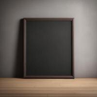 Empty blackboard on the wall in an empty room photo
