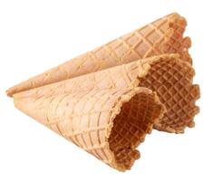 waffle ice-cream cone isolated on white background. photo