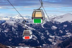View of Scenic Gondola Ride in Mountains photo