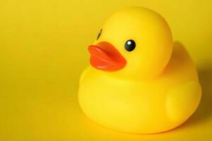 Funny Duck with Cute Yellow Rubber Design in a Classic Little Background and Cool Aesthetic Wallpaper photo