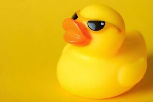 Funny Duck with Sunglasses and Cute Yellow Rubber Design in a Cool Classic Little Background Wallpaper photo