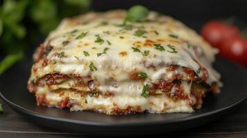 Delectable plate of food featuring cheesy delights and savory meats ideal for dinner parties and culinary enjoyment photo