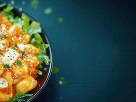 A vibrant bowl of nourishing food accompanied by a fork, perfect for wholesome meals and healthy eating choices photo
