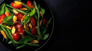 Colorful plate of fresh vegetables artfully arranged for a healthy and wholesome dining experience packed with nutrients photo