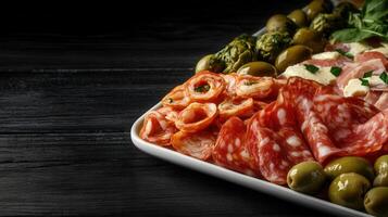 A generous platter of delicious food beautifully displayed on a table for a festive gathering or event photo