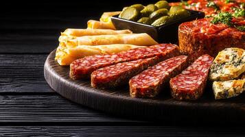 Elegant plate of artfully arranged food displayed on a beautifully set table ready for enjoyment photo
