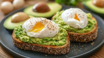 Deliciously toasted eggs served on golden brown toasted bread perfect for a hearty breakfast or brunch delight photo