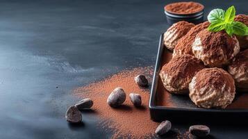 Rich and indulgent chocolate truffles rolled in cocoa powder perfect for satisfying your sweet tooth cravings anytime photo