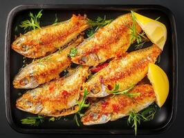 Close-up view of a freshly caught fish displayed on a clean white background highlighting its natural beauty photo