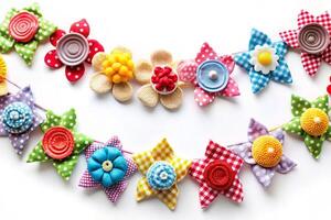 Decorative fabric flags with bright patterns, showcasing a joyful and colorful atmosphere for parties and special occasions photo