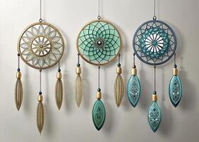 Exquisite Ramadan hanging dreamcatchers with stars, moons, and intricate designs, ideal for creating a peaceful and festive home environment photo