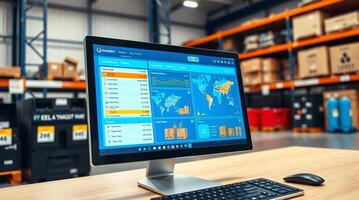 A computer monitor with a dashboard on it photo